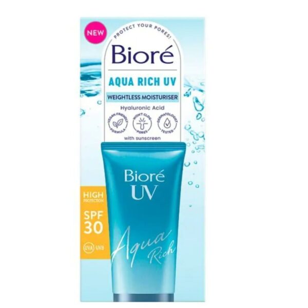 Biore Aqua Rich UV Weightless Moisturiser Hyaluronic acid Sunscreen SPF 30